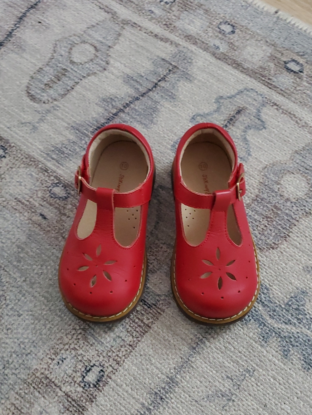Shrimp & Grits Kids Girl Red Leather Mary Jane Shoes Sz10
